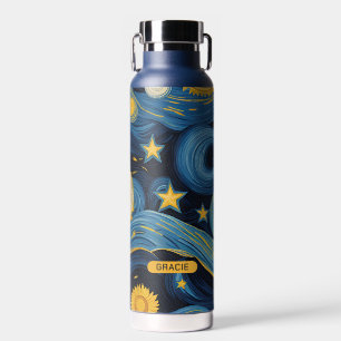 Bouteille D'eau Tournesol de nuit moderne Starry Nom personnalisé