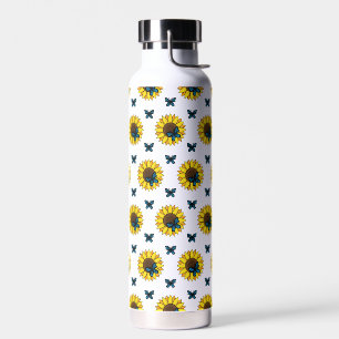 Bouteille D'eau Tournesol et papillon bleu