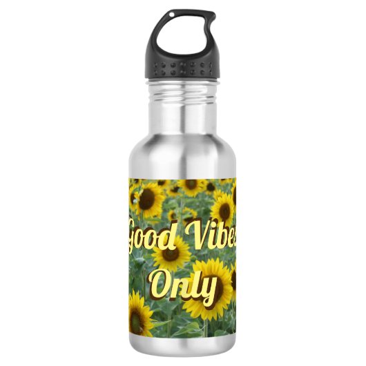 Bouteille D'eau Tournesols brillants Good Vibes uniquement (Devant)