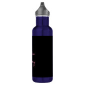 Bouteille D'eau Tout nom | Script rose modifiable Cool sur noir (Droite)