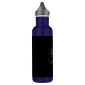 Bouteille D'eau Tout nom | Script rose modifiable Cool sur noir (Gauche)