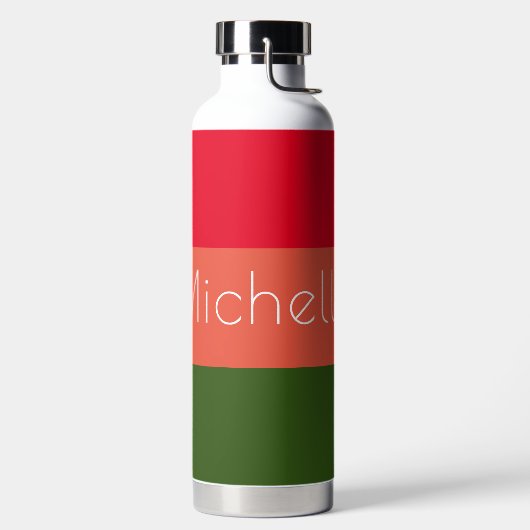 Bouteille D'eau Tracées modernes multicolores avec nom (Droite)