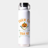 Bouteille D'eau Tracer ou traiter les os croisés Halloween visage (Arrière)