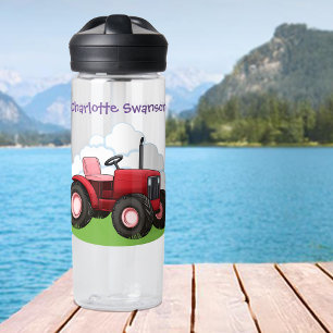 Bouteille D'eau Tracteur rouge Siège rose Cartoon éleveur d'enfant
