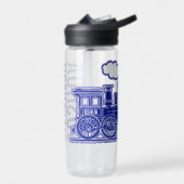 Bouteille D'eau Train à vapeur rétro bleu foncé nom complet (Gauche)