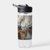 Bouteille D'eau Train à vapeur sur un pont - Peinture à l'huile (Droite)