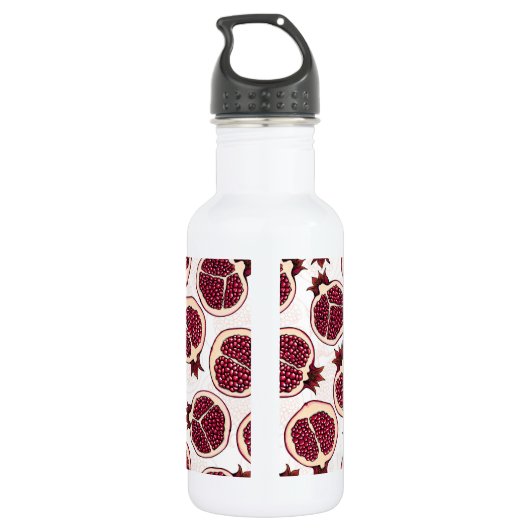 Bouteille D'eau Tranches de grenade sur blanc (Dos)