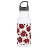 Bouteille D'eau Tranches de grenade sur blanc (Devant)