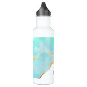 Bouteille D'eau Tranquille Tropical Vert Bleu avec bordure or (Gauche)