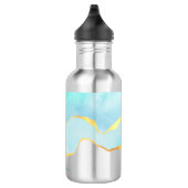 Bouteille D'eau Tranquille Tropical Vert Bleu avec bordure or (Droite)