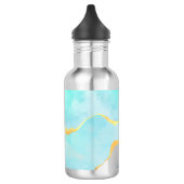 Bouteille D'eau Tranquille Tropical Vert Bleu avec bordure or (Gauche)