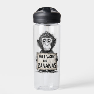 Bouteille D'eau Travaillera pour des Bananes - Dessin humoristique