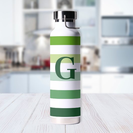 Bouteille D'eau Trendy Green Stripes avec Monogramme