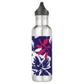 Bouteille D'eau Trendy Tropical Abstract Blue Red Floral Pattern (Gauche)