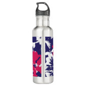 Bouteille D'eau Trendy Tropical Abstract Blue Red Floral Pattern (Dos)