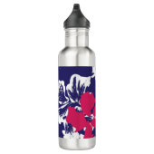 Bouteille D'eau Trendy Tropical Abstract Blue Red Floral Pattern (Droite)