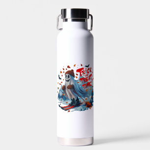 Bouteille D'eau Trick or Treat Time : Ghost Skiing Fun Design