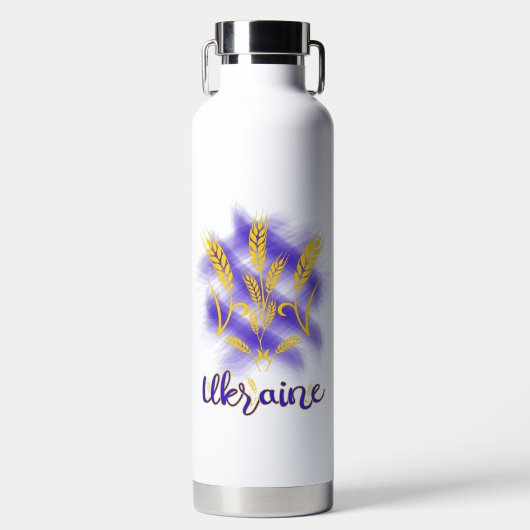 Bouteille D'eau Trident ukrainien fait d'oreille de blé (Avant)