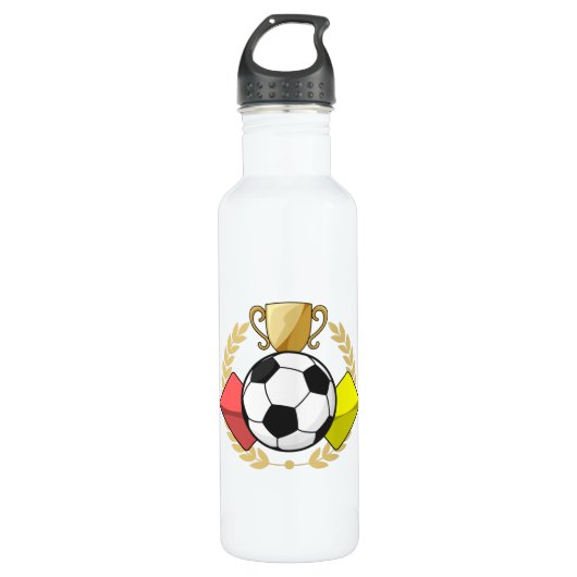Bouteille D'eau Trophée de football rouge et jaune (Devant)