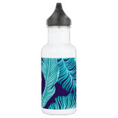 Bouteille D'eau Tropical Green Blue Leaves Pattern Monogram (Droite)