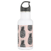Bouteille D'eau Tropical Grey & Pink Ananas Motif sans couture (Devant)