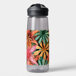 Bouteille D'eau tropical/hawaïen/floral/fleur