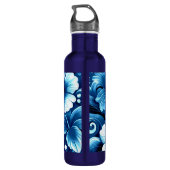 Bouteille D'eau Tropical Hawaiian Flowers Hibiscus Blue Pattern (Dos)