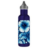 Bouteille D'eau Tropical Hawaiian Flowers Hibiscus Blue Pattern (Droite)