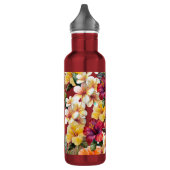 Bouteille D'eau Tropical Rouge Blanc Jaune Monnaie Hibiscus Floral (Gauche)