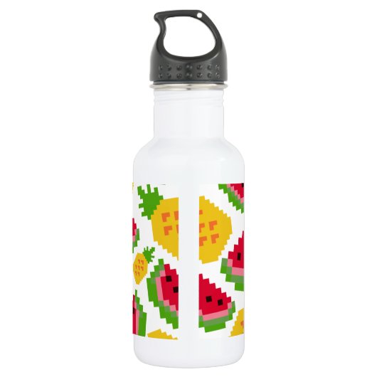 Bouteille D'eau Tropical Watermelon and Pineapple Pixel Pattern (Dos)