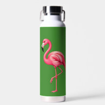 Bouteille d'eau tropicale vert flamant rose