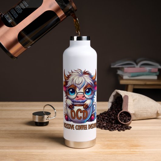 Bouteille D'eau Trouble de dépendance au café obsessionnel (Café (pivotée))