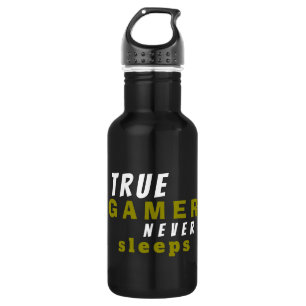 Bouteille D'eau True Gamer ne dort jamais Citation drôle Noir