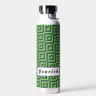 Bouteille D'eau Tubes À damiers vert et jaune par Kenneth Yoncich
