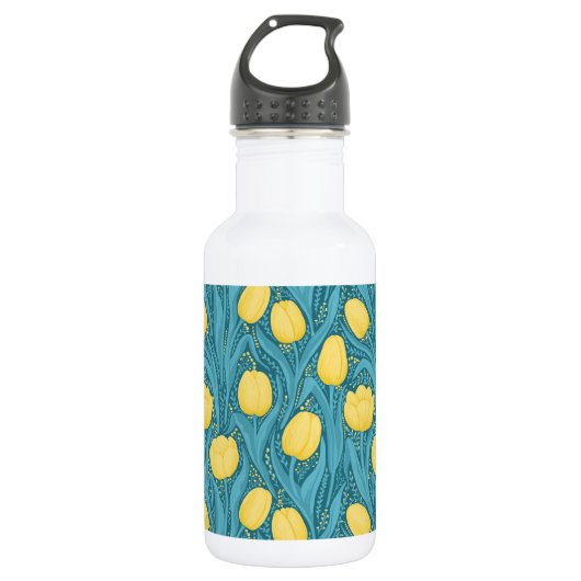 Bouteille D'eau Tulipes en bleu et jaune (Devant)