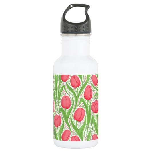 Bouteille D'eau Tulipes en rouge et vert (Devant)