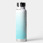 Bouteille d'eau turquoise avec nom et fleurs (Évier)