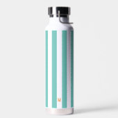 Bouteille D'eau Turquoise bande de cabane et monogramme orange per (Gauche)
