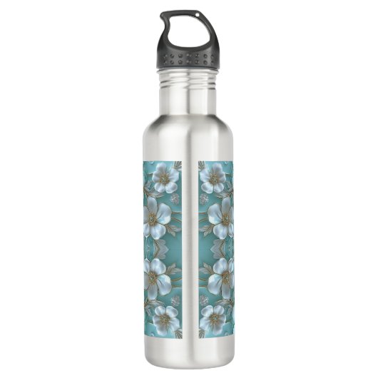 Bouteille d'eau turquoise blanche (Dos)