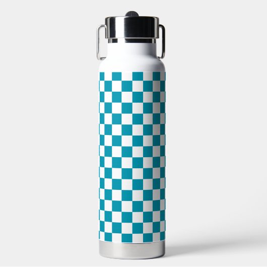Bouteille D'eau Turquoise foncé à carreaux (Salle de sport)