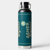 Bouteille d'eau Turquoise foncée avec nom (Plage)