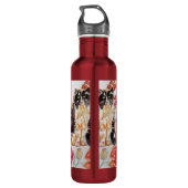 Bouteille D'eau Tuxedo Chat Cute Rose Fleurs Chats Aquarelle Rose (Dos)