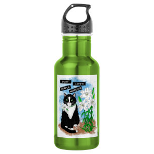 Bouteille D'eau Tuxedo Chat et Lilies   Devis inspirant
