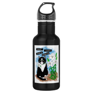 Bouteille D'eau Tuxedo Chat et Lilies   Devis inspirant