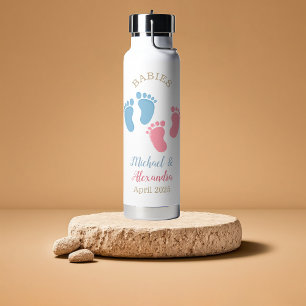 Bouteille D'eau Twins Baby Footprints Nom
