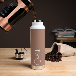Bouteille D'eau Typographie Moderne Mocha Personnalisée