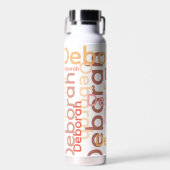 Bouteille D'eau Typographie moderne Nom rose Blanc (Avant)