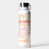 Bouteille D'eau Typographie moderne Nom rose Blanc (Arrière)
