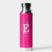 Bouteille D'eau Typographie Monogramme Unique Et Élégante Rose Cha (Gauche)