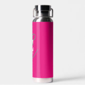 Bouteille D'eau Typographie Monogramme Unique Et Élégante Rose Cha (Arrière)